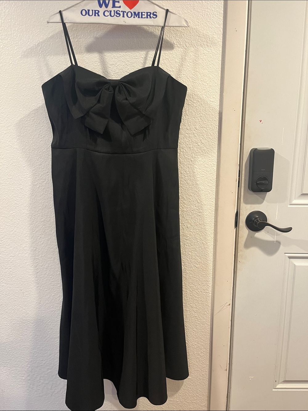 a new day Black Spaghetti-Strap Midi Dress with Front Bow